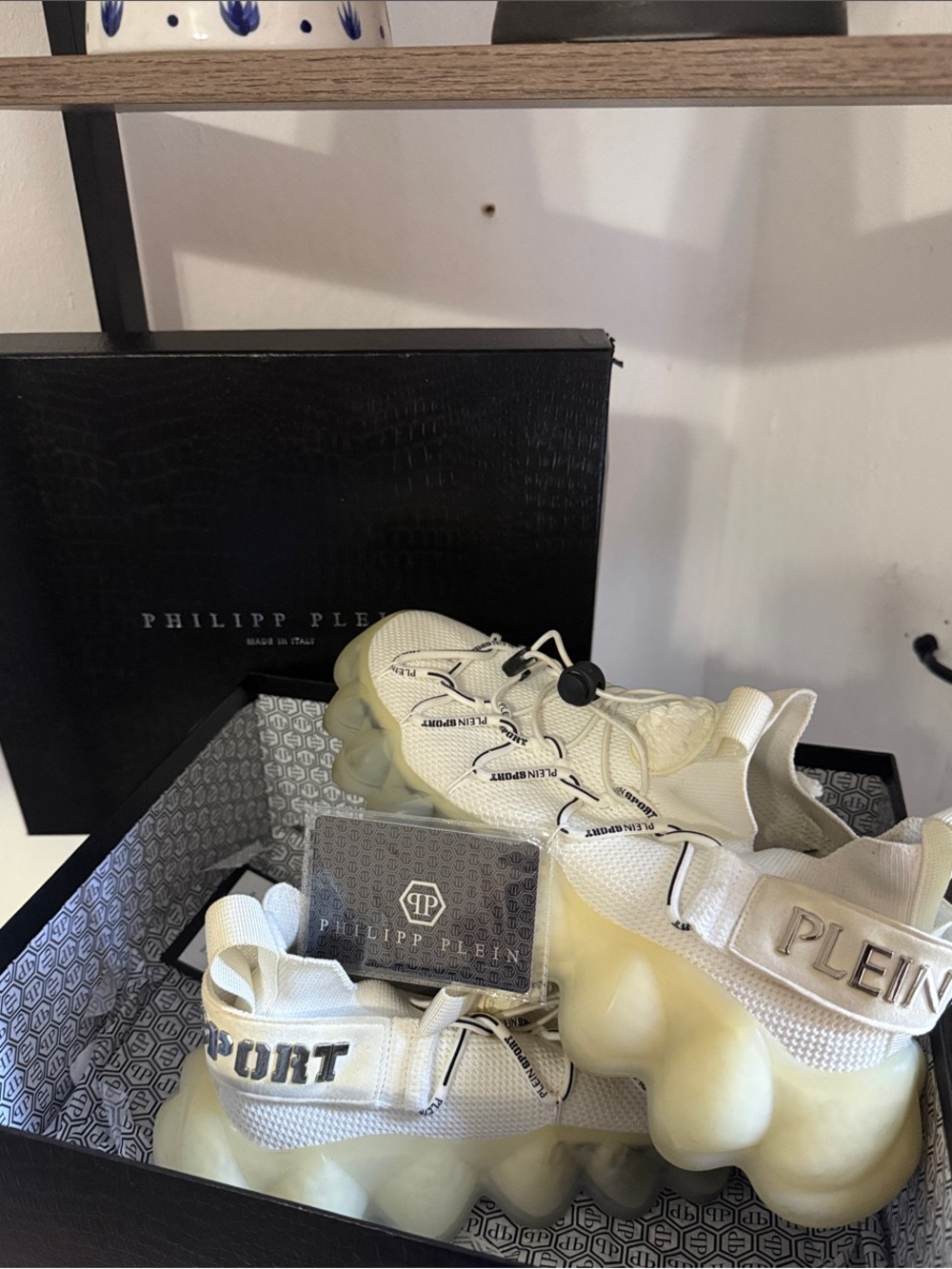 Philipp Plein White & Cream Bubble-Sole Sport Sneakers